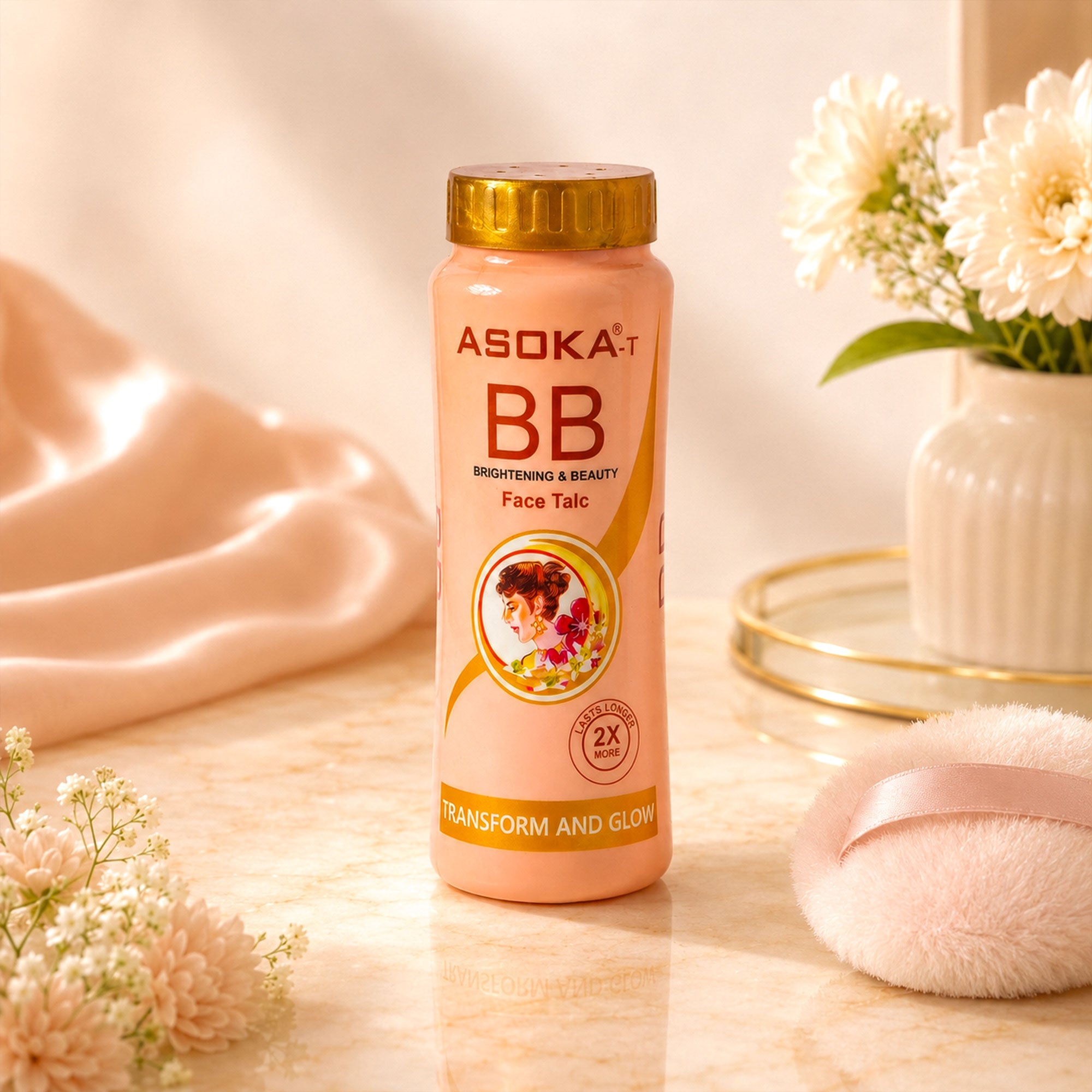 Asoka-T BB Brightening and Beauty Face Talc bottle
